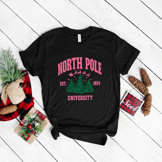 North Pole University Pink Trees | Short Sleeve Crew Neck