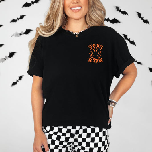 Embroidered Spooky Season Ghost Mini | Garment Dyed Short Sleeve Tee