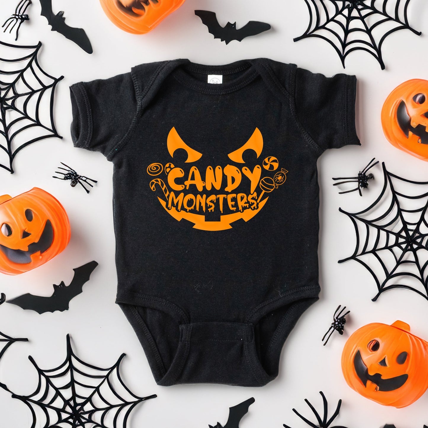 Candy Monster Puff Print | Baby Graphic Short Sleeve Onesie