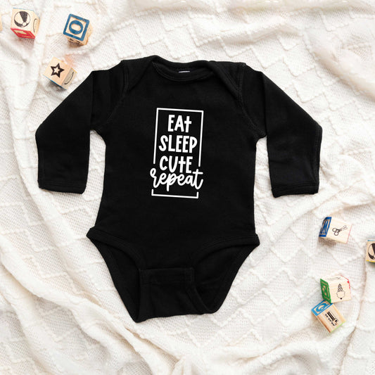 Eat Sleep Cute Repeat | Baby Long Sleeve Onesie
