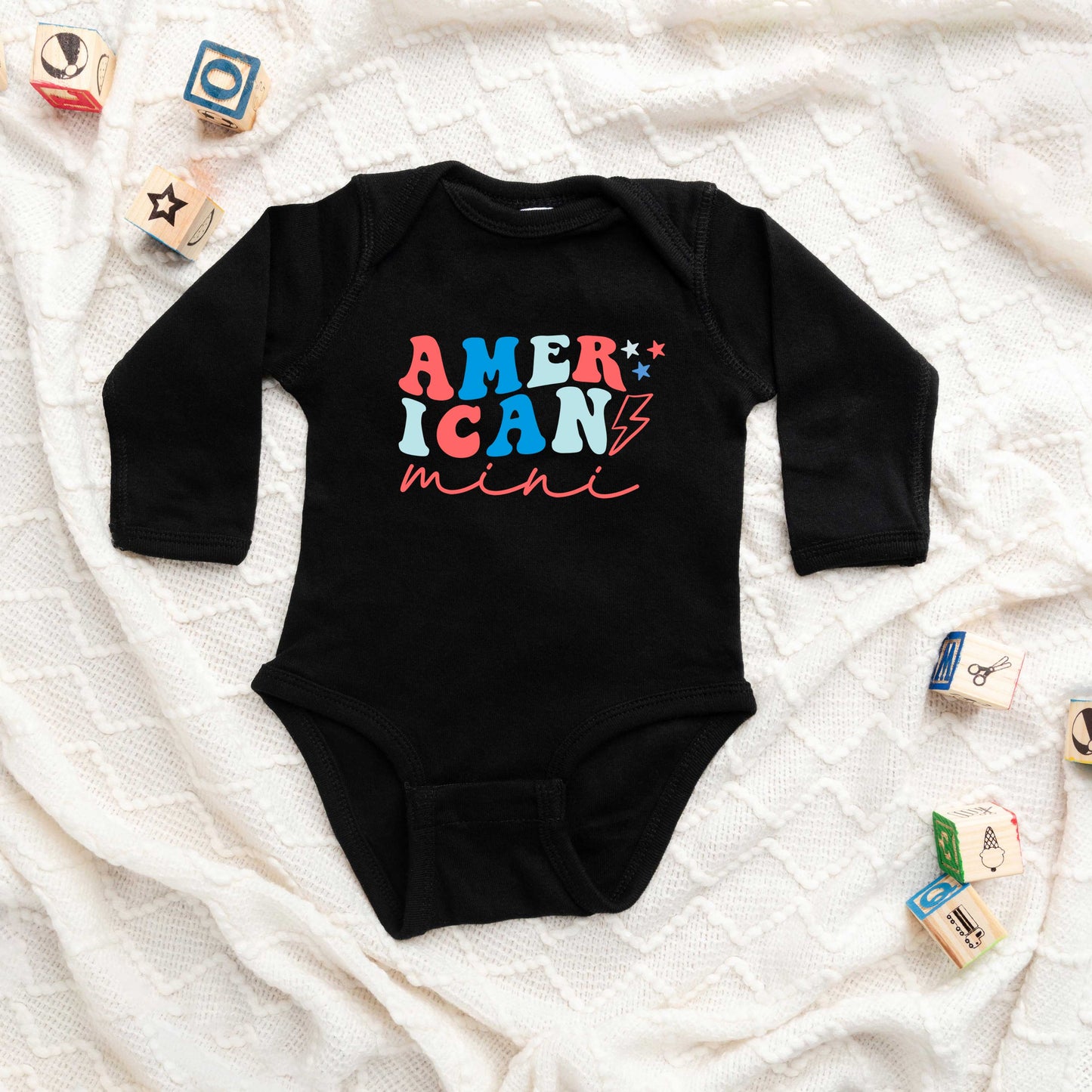 American Mini Lightning Bolt | Baby Long Sleeve Onesie
