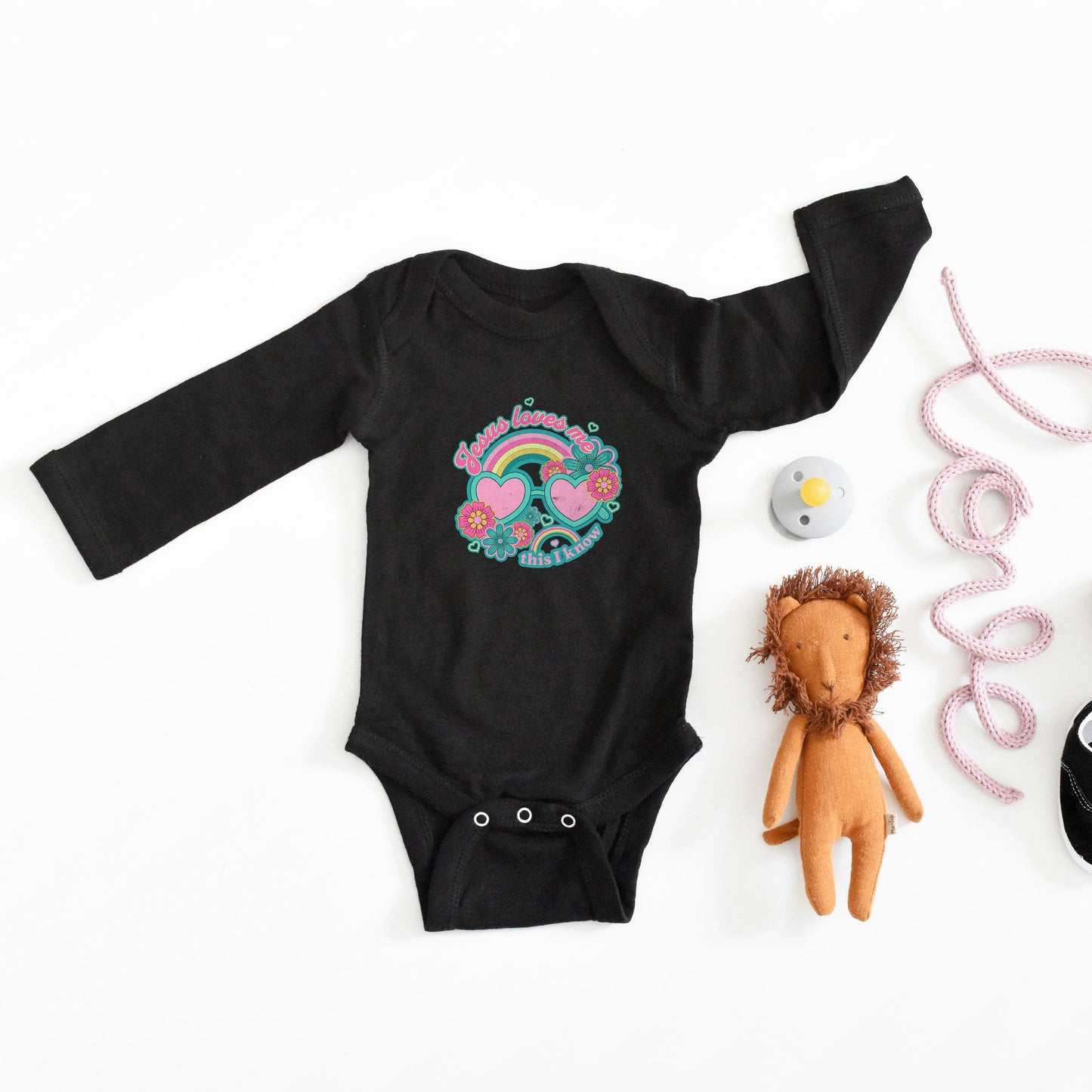 Jesus Loves Me Sunglasses | Baby Long Sleeve Onesie