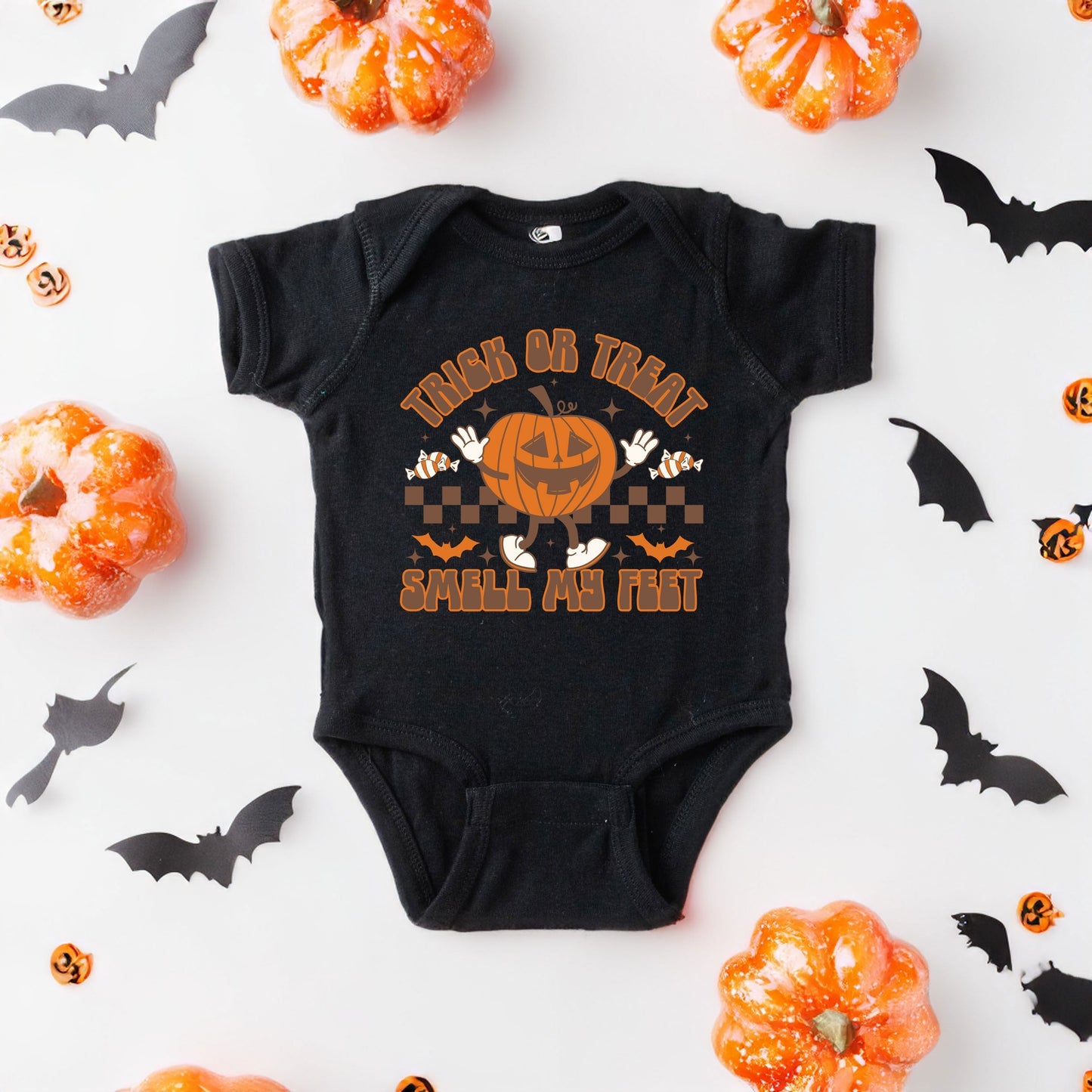 Smell My Feet Checkered | Baby Graphic Short Sleeve Onesie