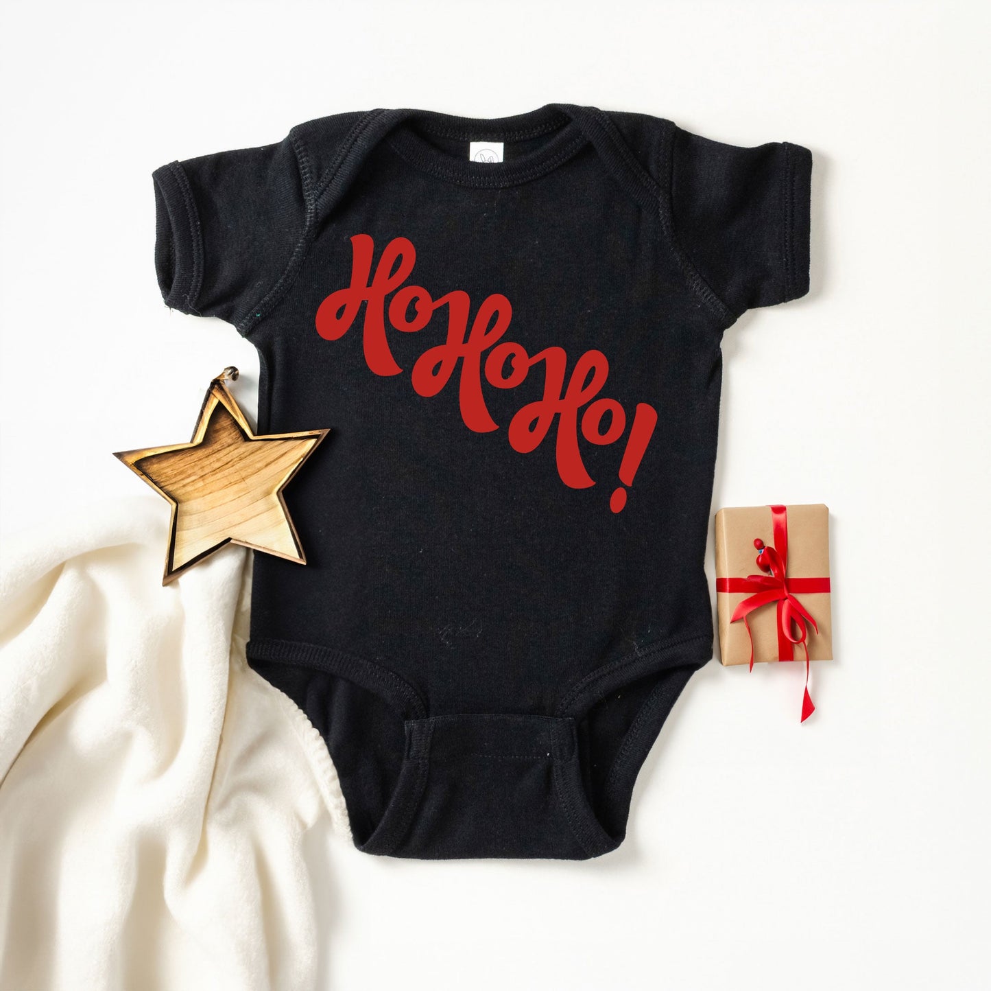 Diagonal Ho Ho Ho | Baby Graphic Short Sleeve Onesie