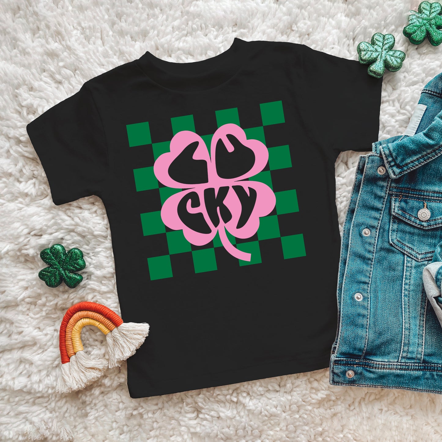 Lucky Clover Checkered | Youth Graphic Short Sleeve Tee