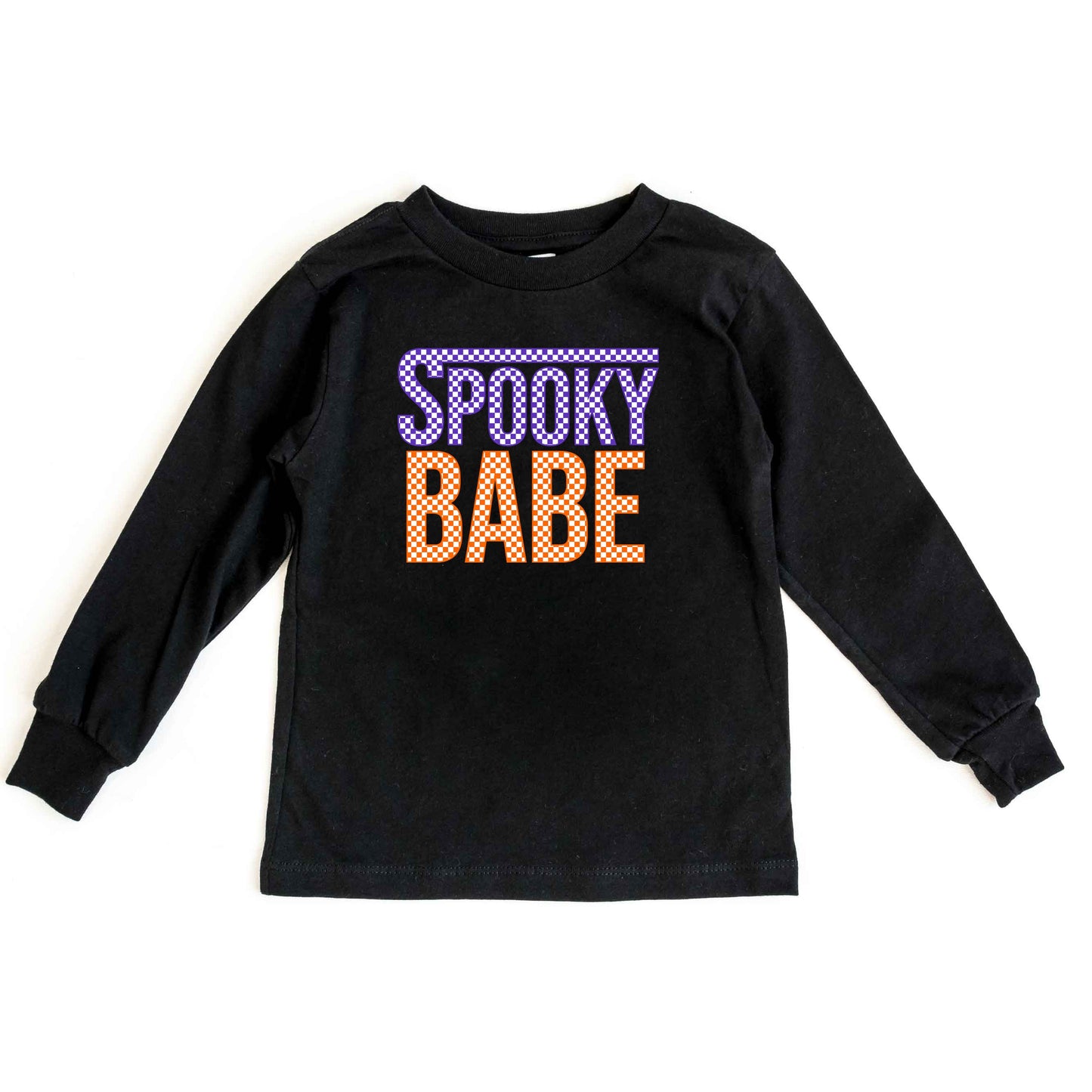 Spooky Babe Checkered | Youth Graphic Long Sleeve Tee