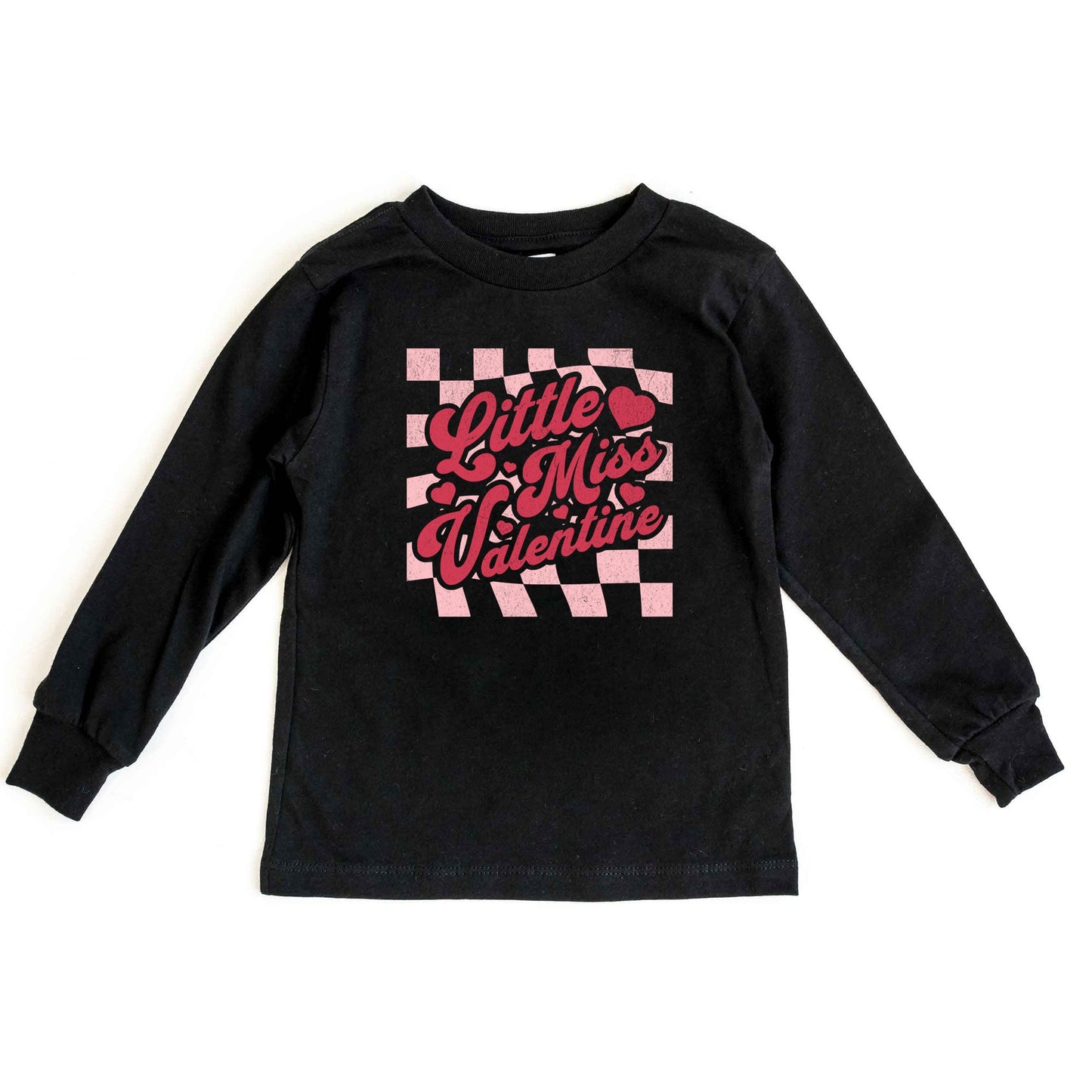 Checkered Little Miss Valentine | Youth Long Sleeve Tee