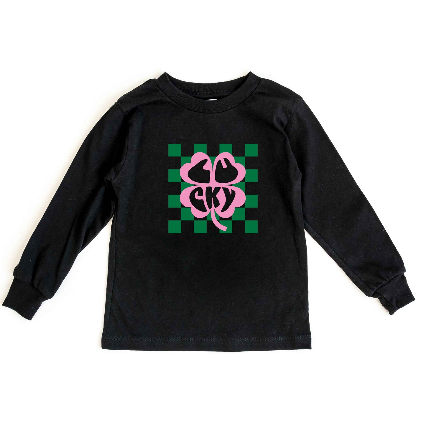 Lucky Clover Checkered | Youth Long Sleeve Tee