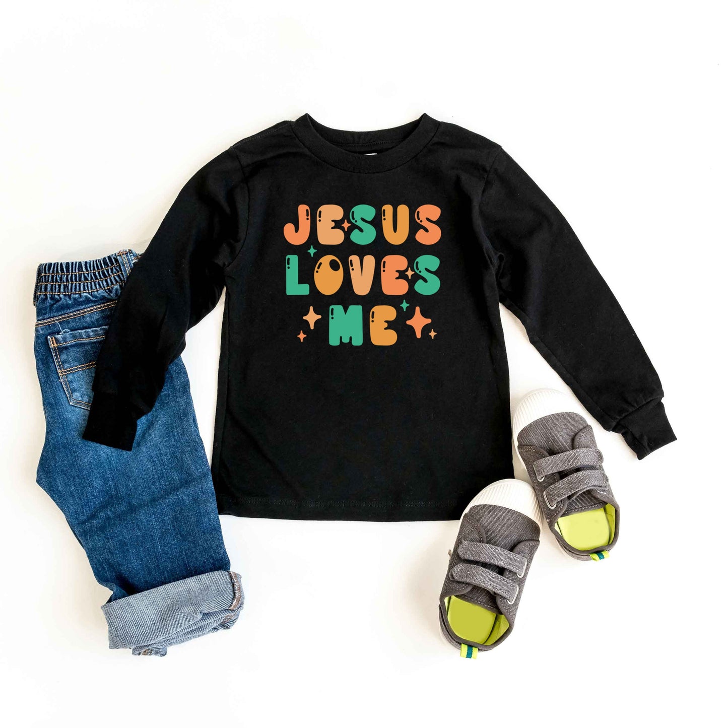 Jesus Loves Me Stars | Youth Graphic Long Sleeve Tee