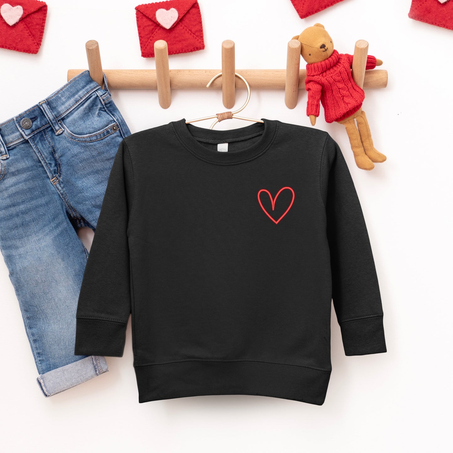 Embroidered Hand Drawn Heart | Youth Ultra-Soft Graphic Sweatshirt