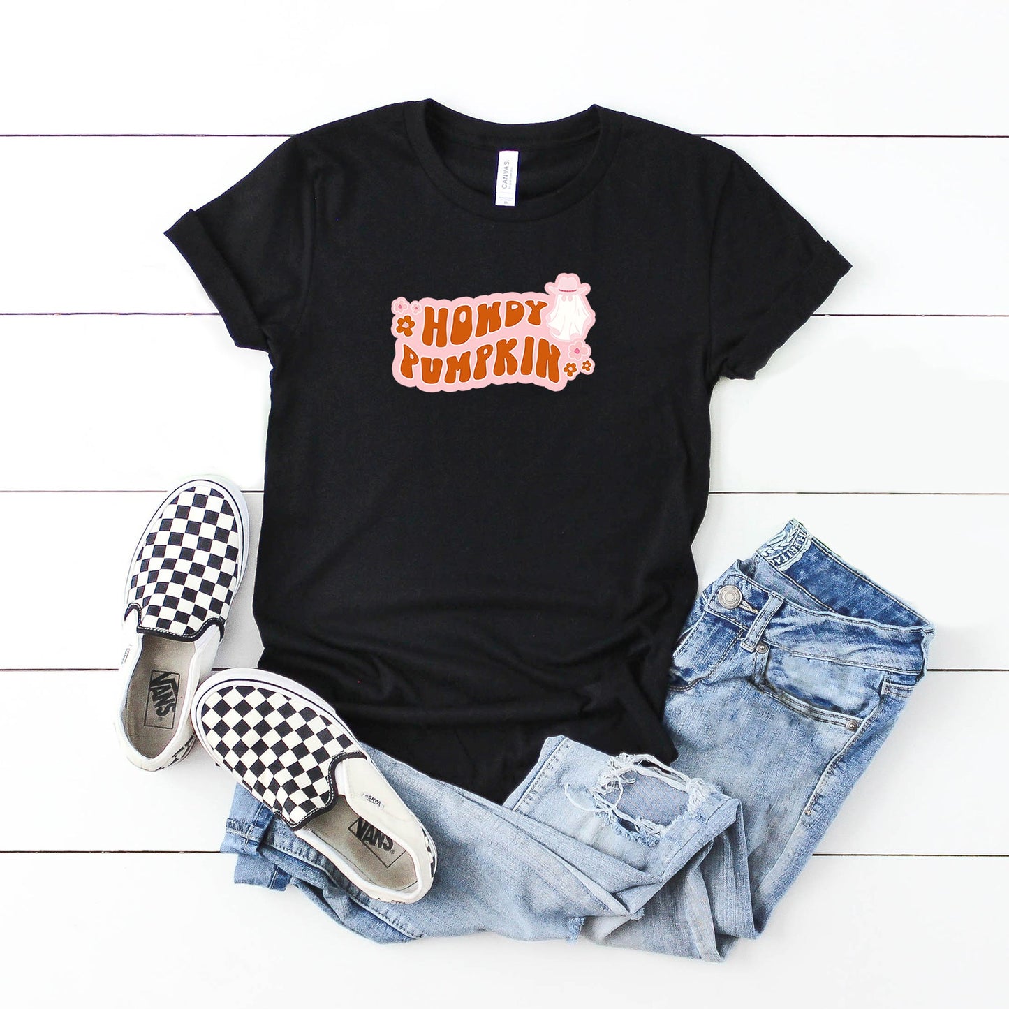 Howdy Pumpkin Ghost | Youth Short Sleeve Crew Neck