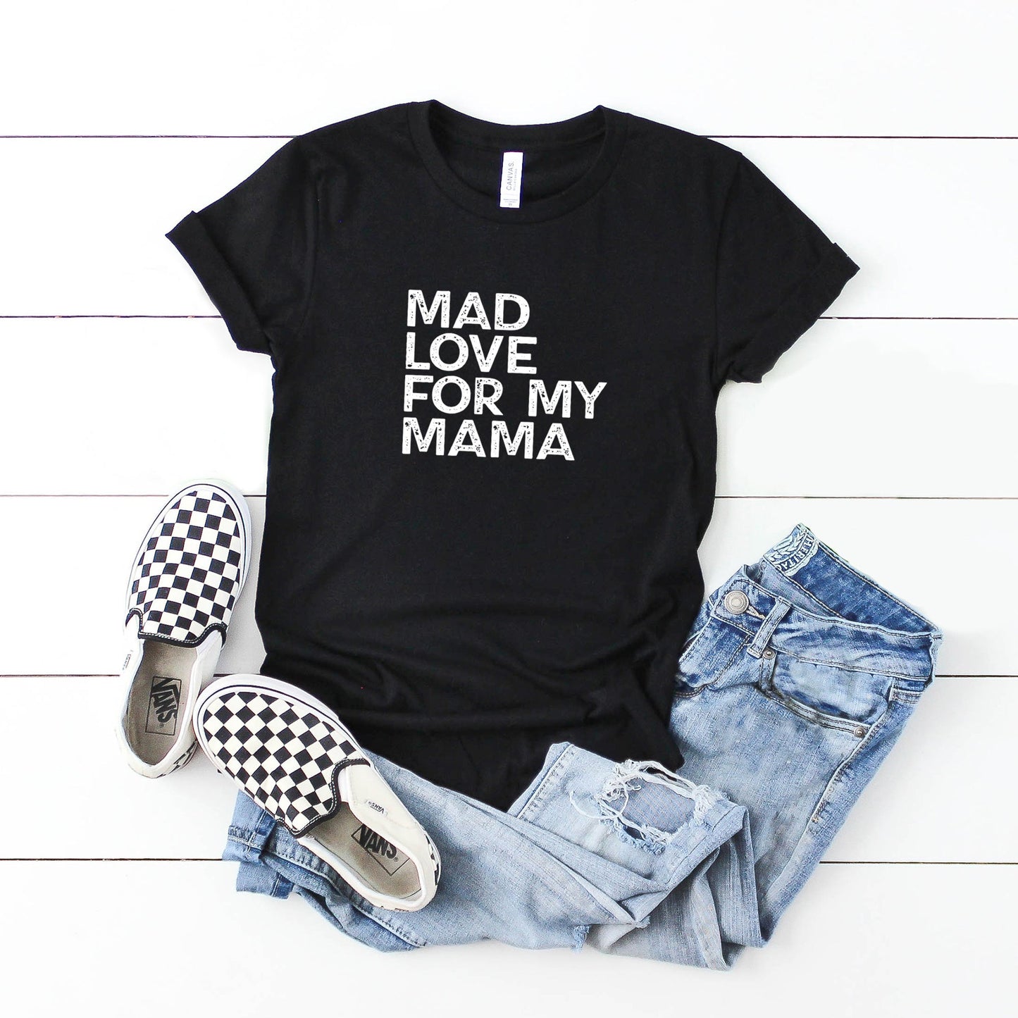Mad Love For My Mama Distressed | Youth Short Sleeve Crew Neck