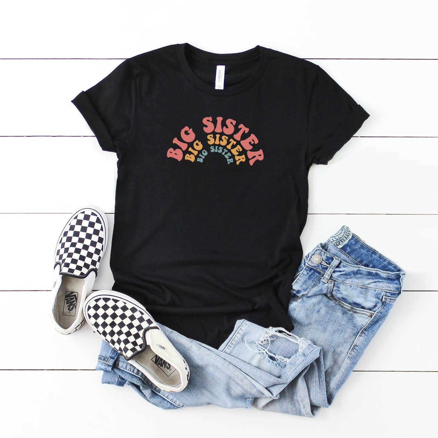 Big Sister Stacked Curved | Youth Short Sleeve Crew Neck