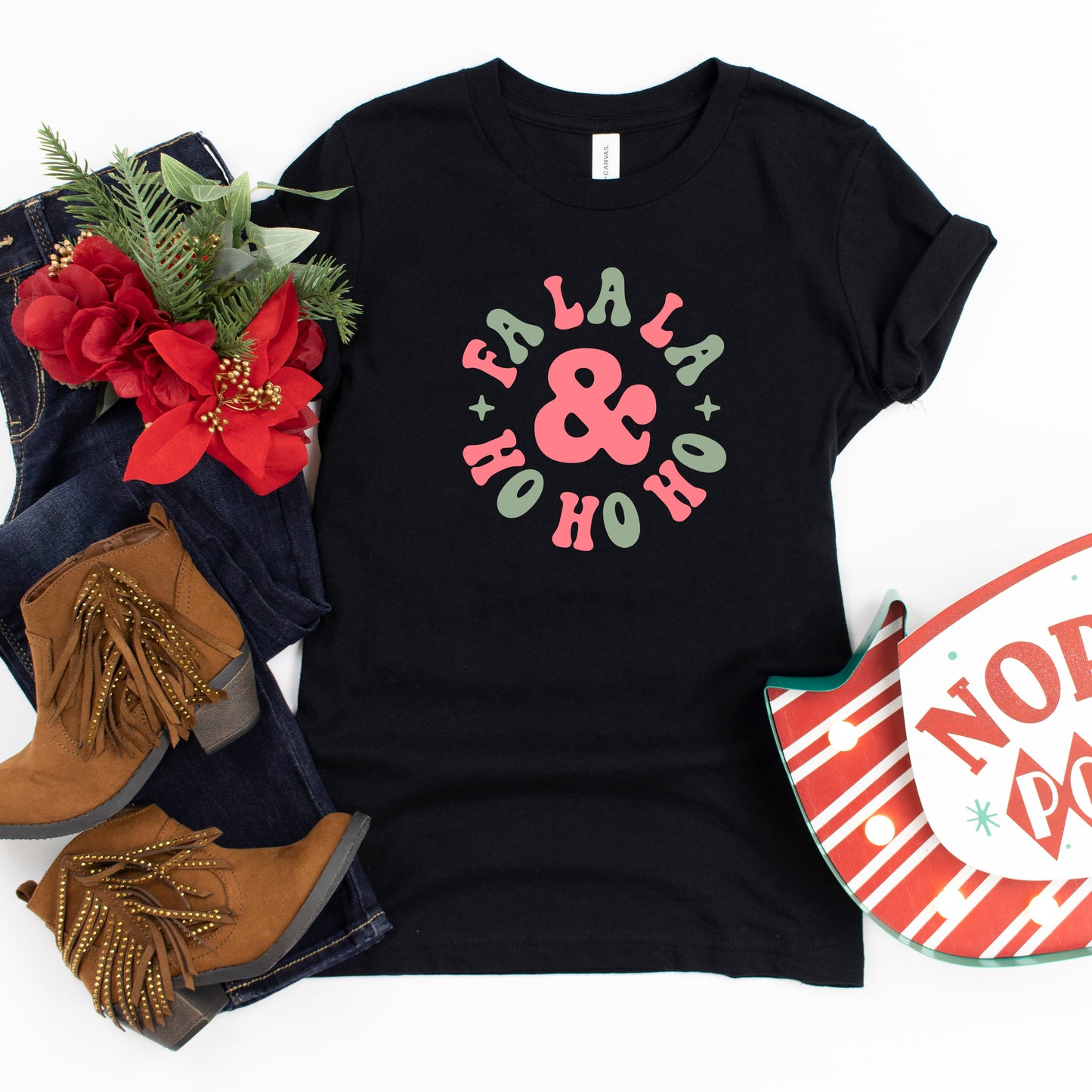 Fa La La And Ho Ho Ho | Youth Short Sleeve Crew Neck