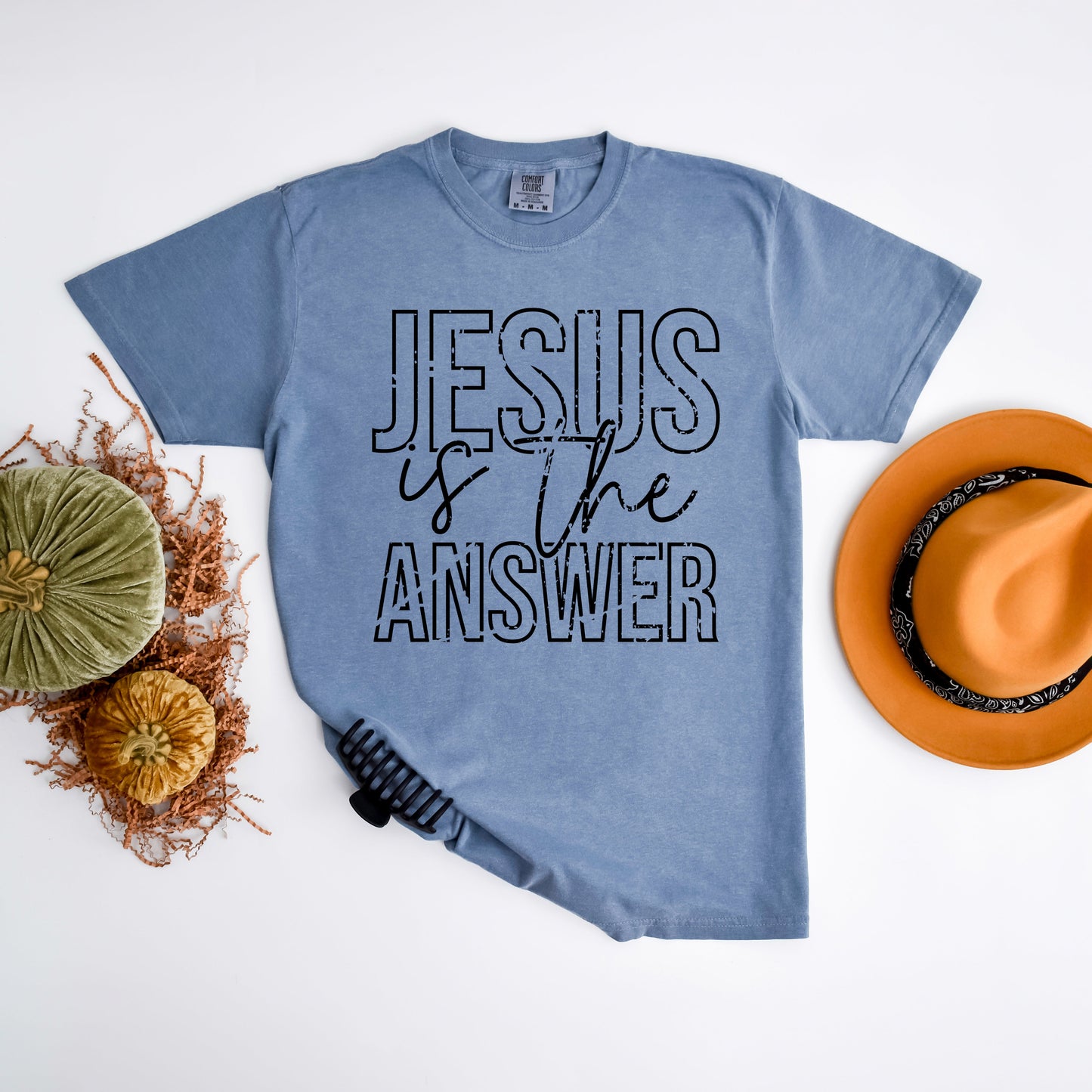 Jesus Is The Answer Block | Garment Dyed Tee