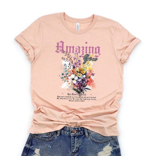 Amazing Grace Floral Bouquet | Short Sleeve Crew Neck