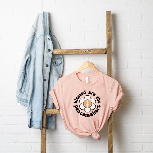 Blessed Are The Peacemakers Flower | Short Sleeve Crew Neck