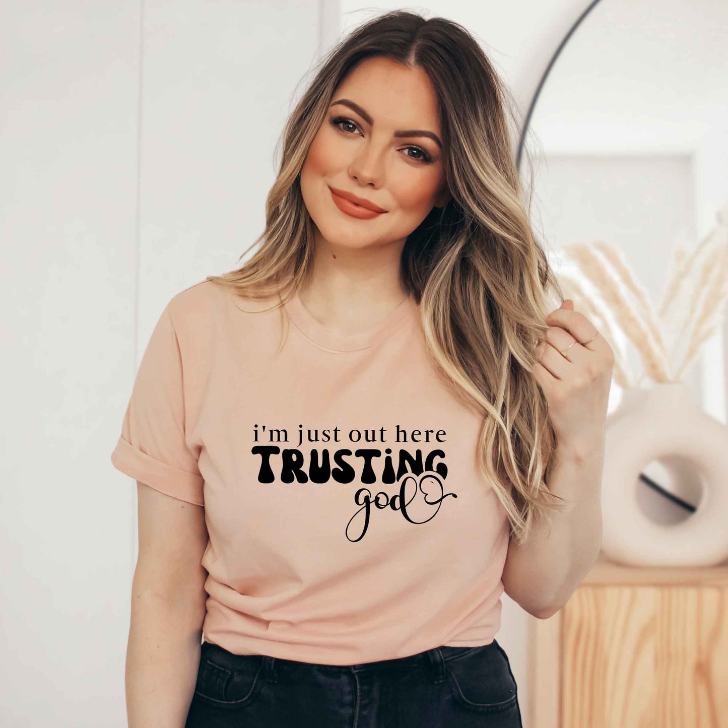 I'm Out Here Trusting God Retro | Short Sleeve Crew Neck