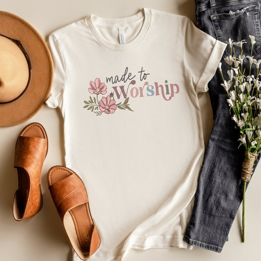 Made To Worship Flowers | Short Sleeve Crew Neck