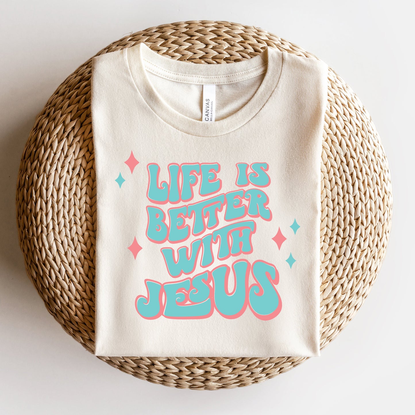Life Is Better With Jesus Retro | Short Sleeve Crew Neck