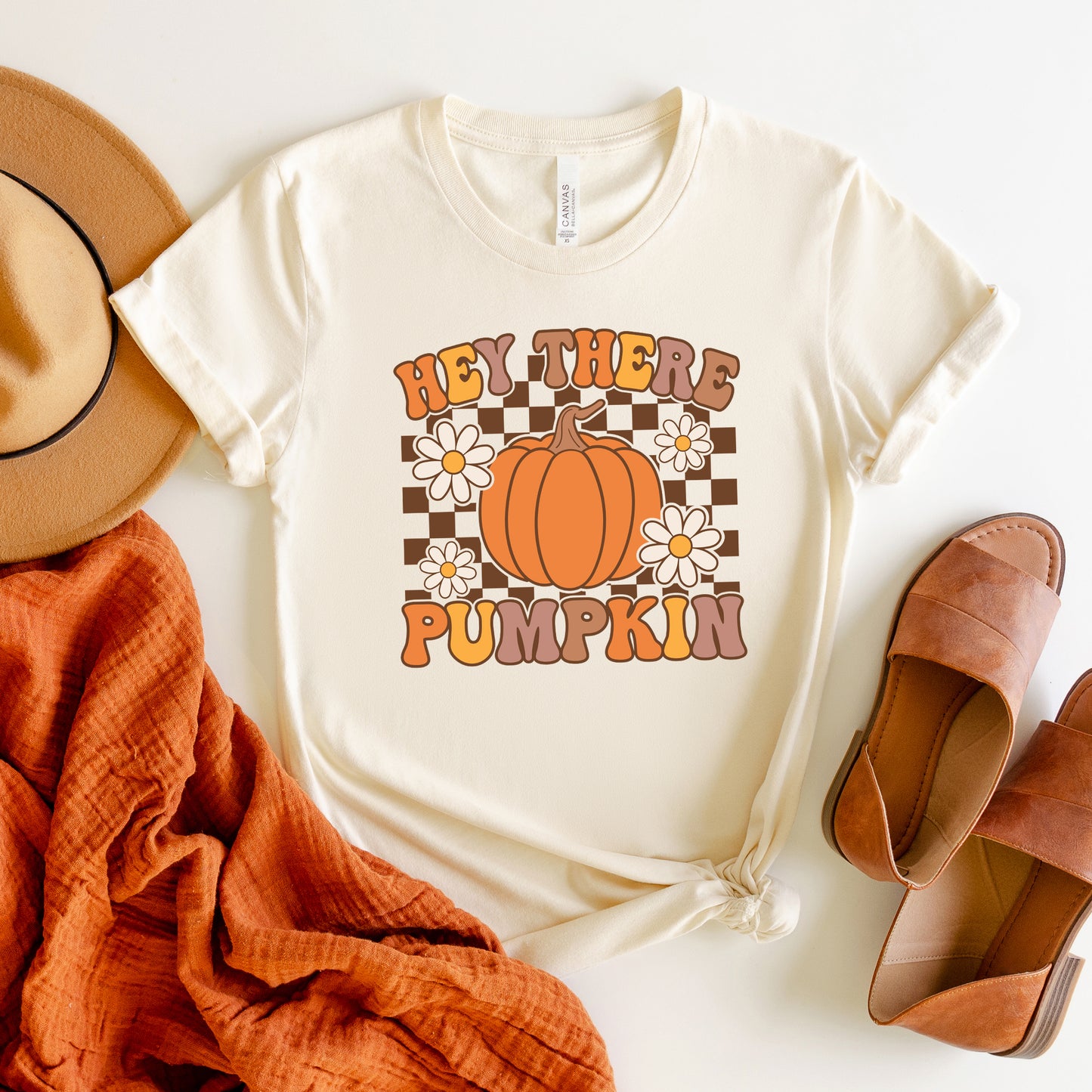 Hey There Pumpkin Flowers | Short Sleeve Crew Neck