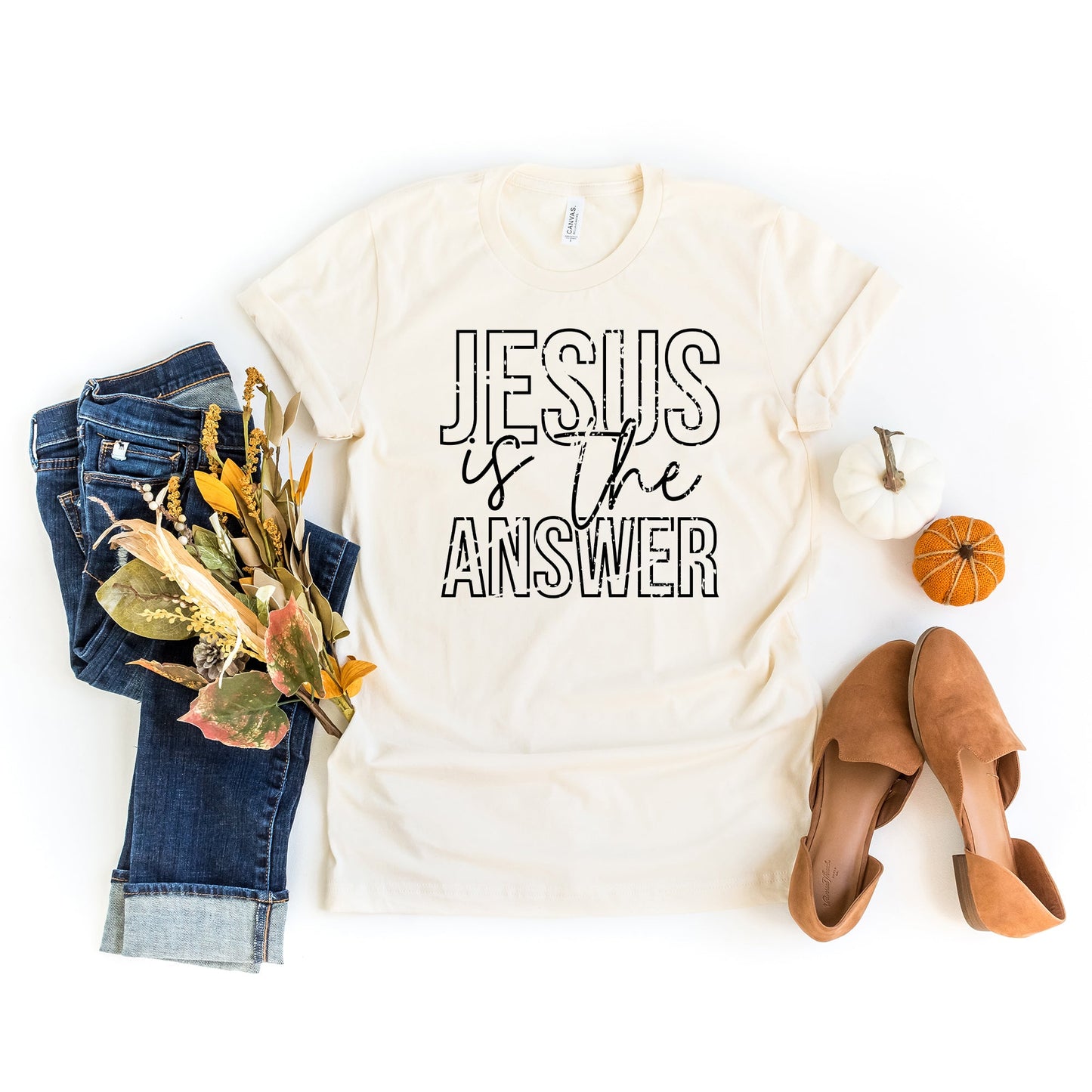 Jesus Is The Answer Block | Short Sleeve Crew Neck
