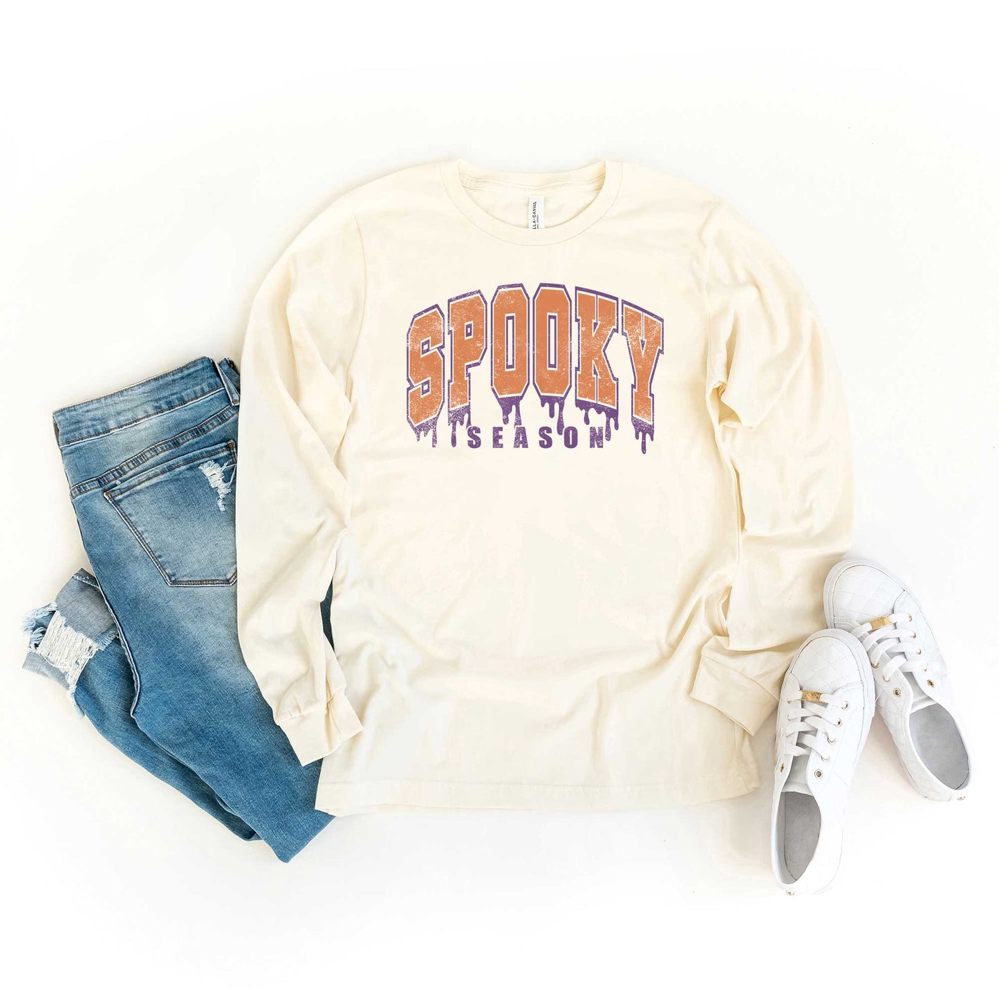 Spooky Season Varsity Drip | Long Sleeve Crew Neck