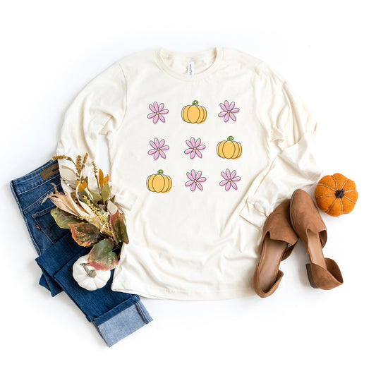 Pumpkin and Flowers | Long Sleeve Crew Neck