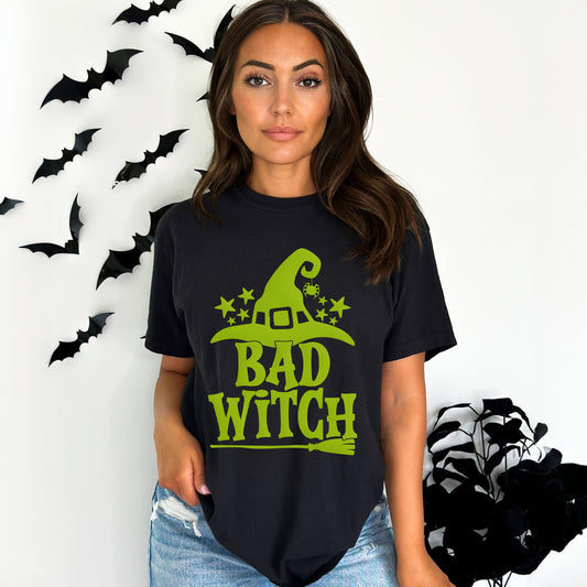 Bad Witch Broom Puff Print | Short Sleeve Graphic Tee