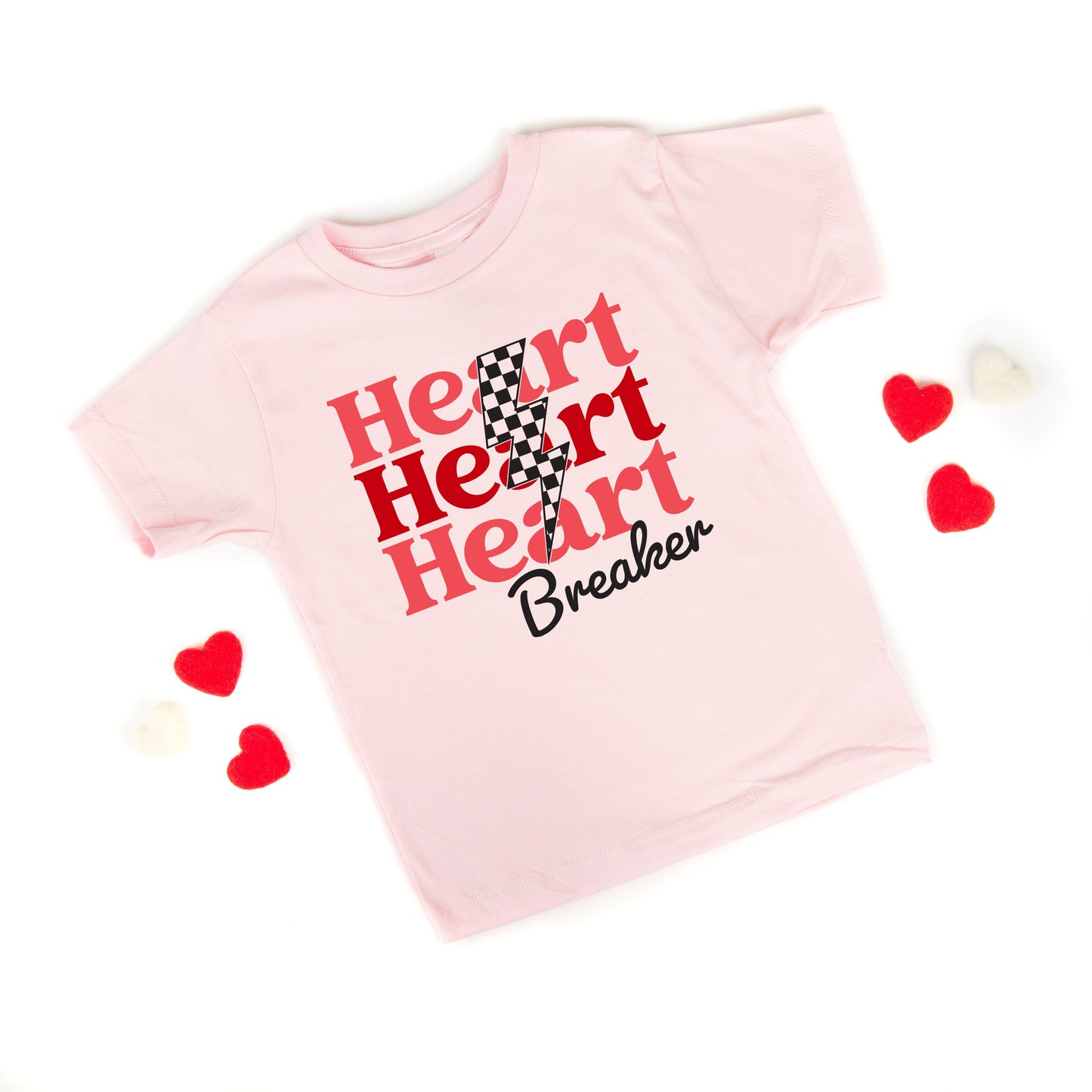 Heart Breaker Checkered Bolt | Youth Short Sleeve Crew Neck