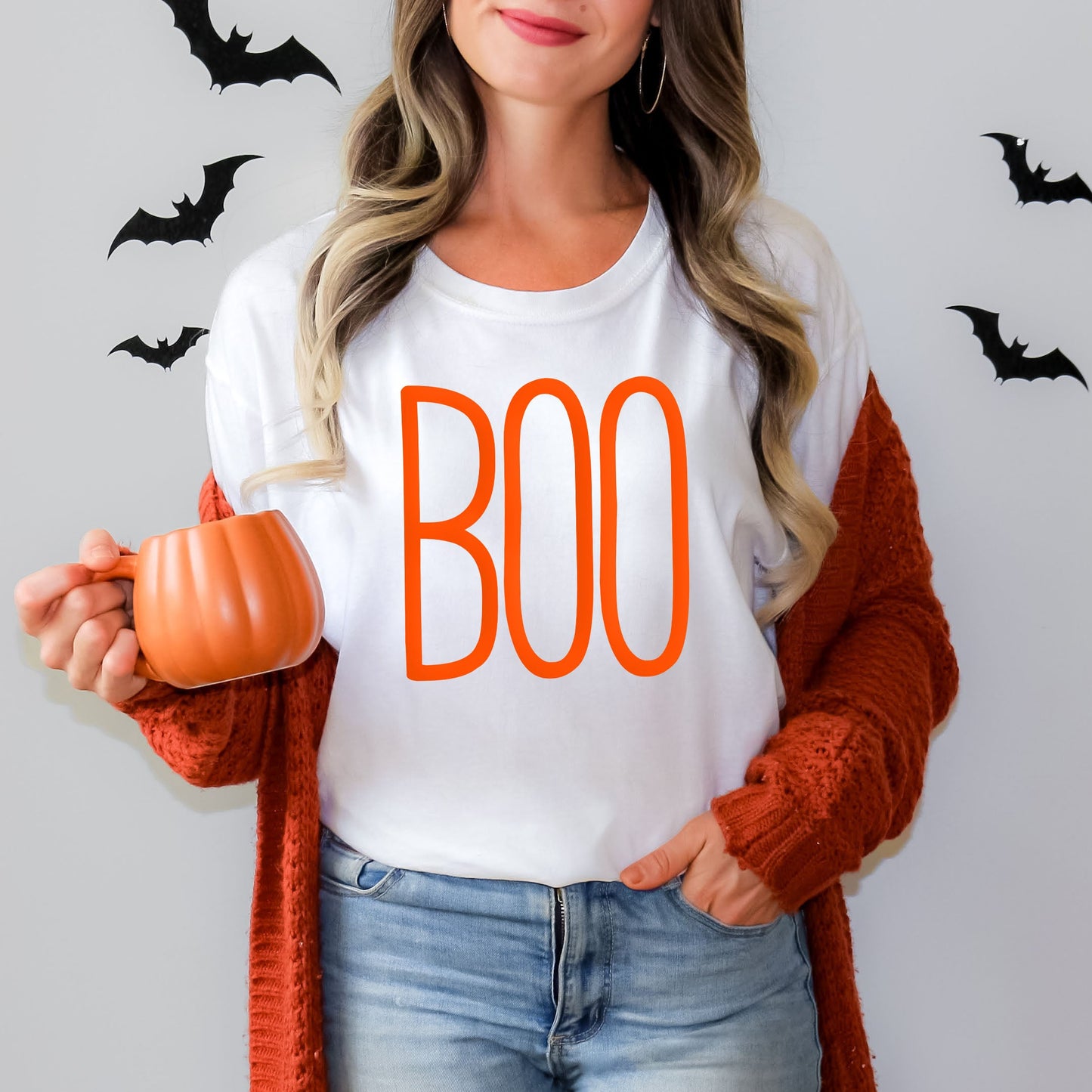 Boo Word Puff Print | Short Sleeve Crew Neck