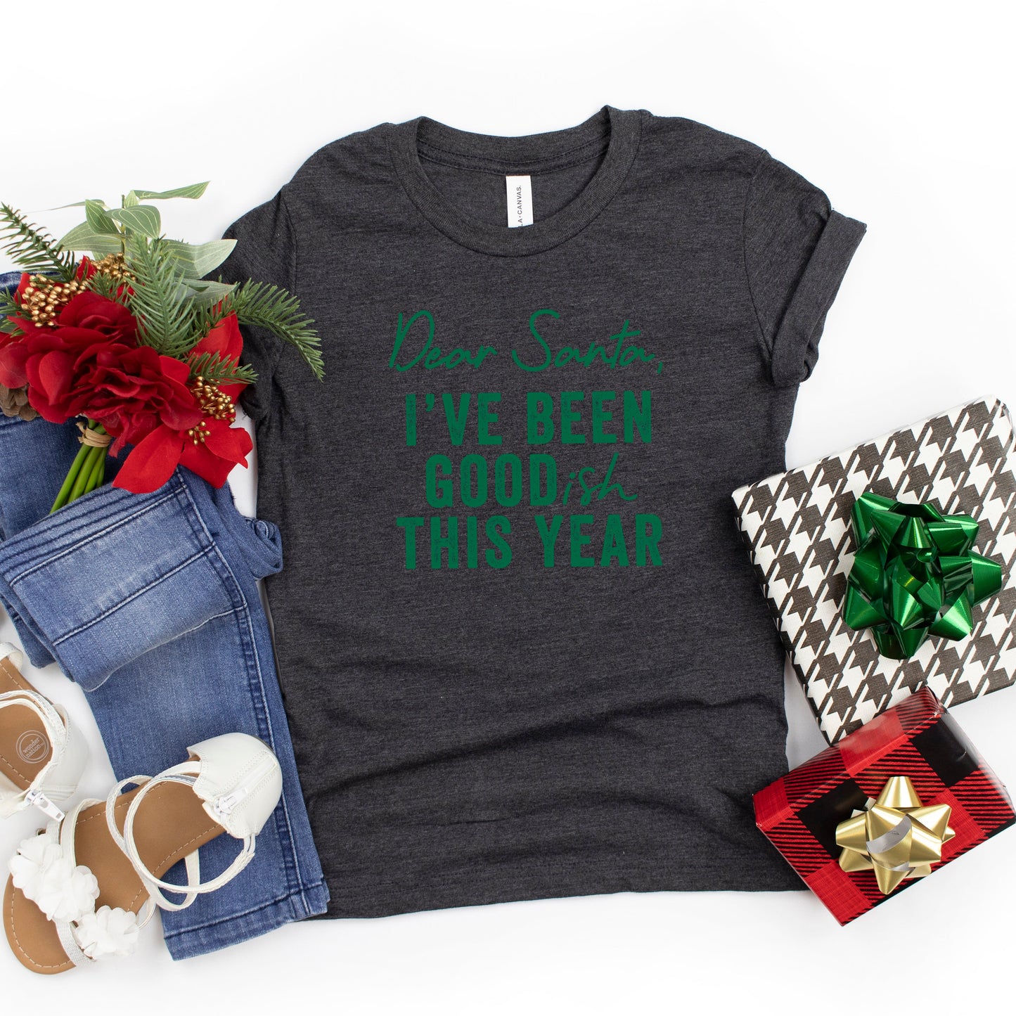 Dear Santa I've Been Goodish This Year | Youth Short Sleeve Crew Neck