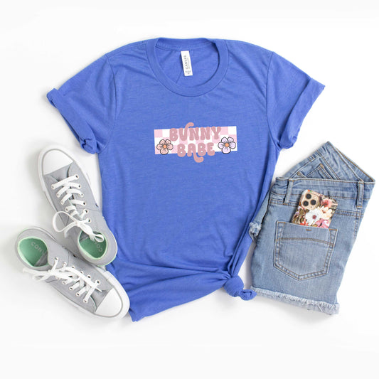 Bunny Babe Flowers | Youth Short Sleeve Crew Neck