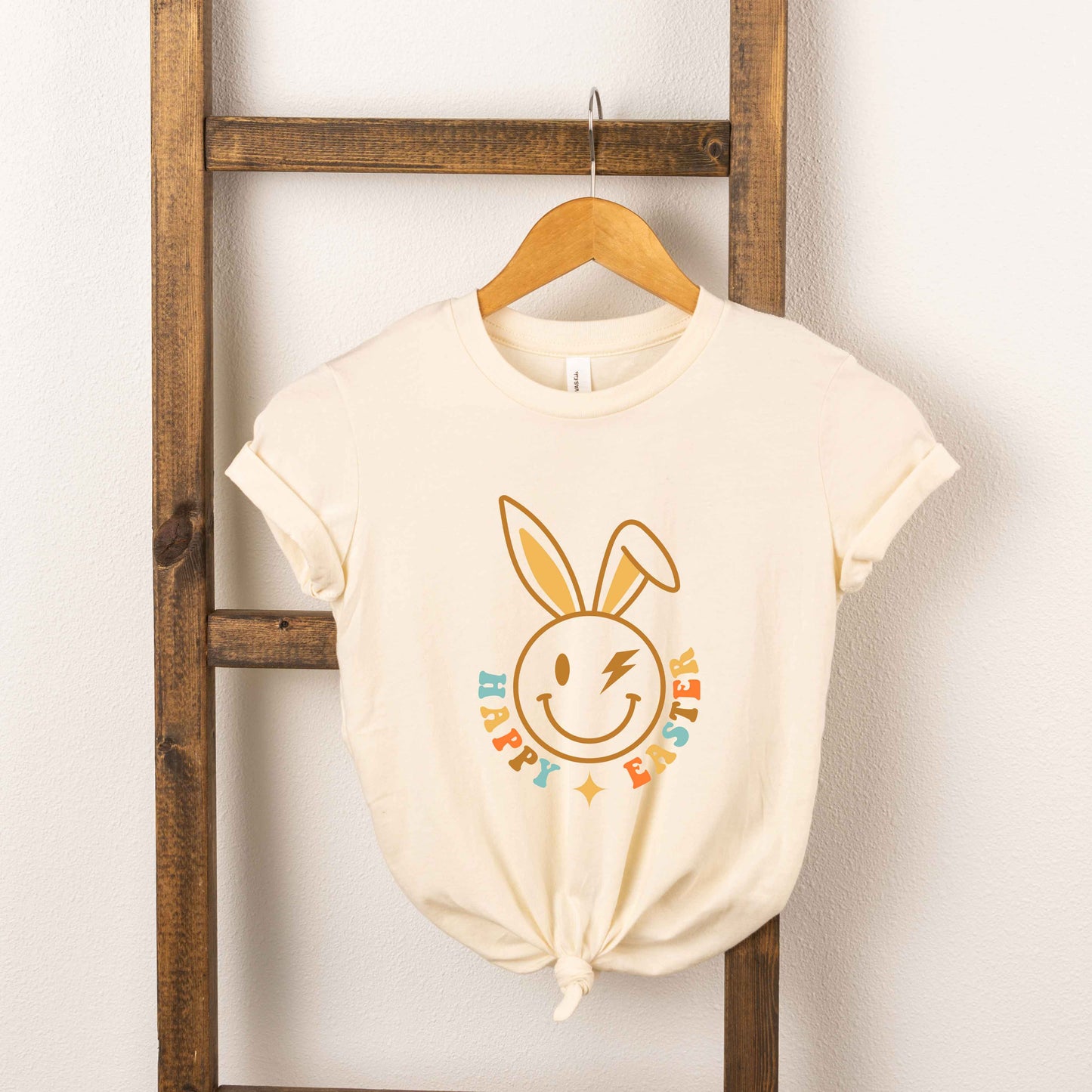 Happy Easter Smiley Lightning Bolt | Toddler Short Sleeve Crew Neck