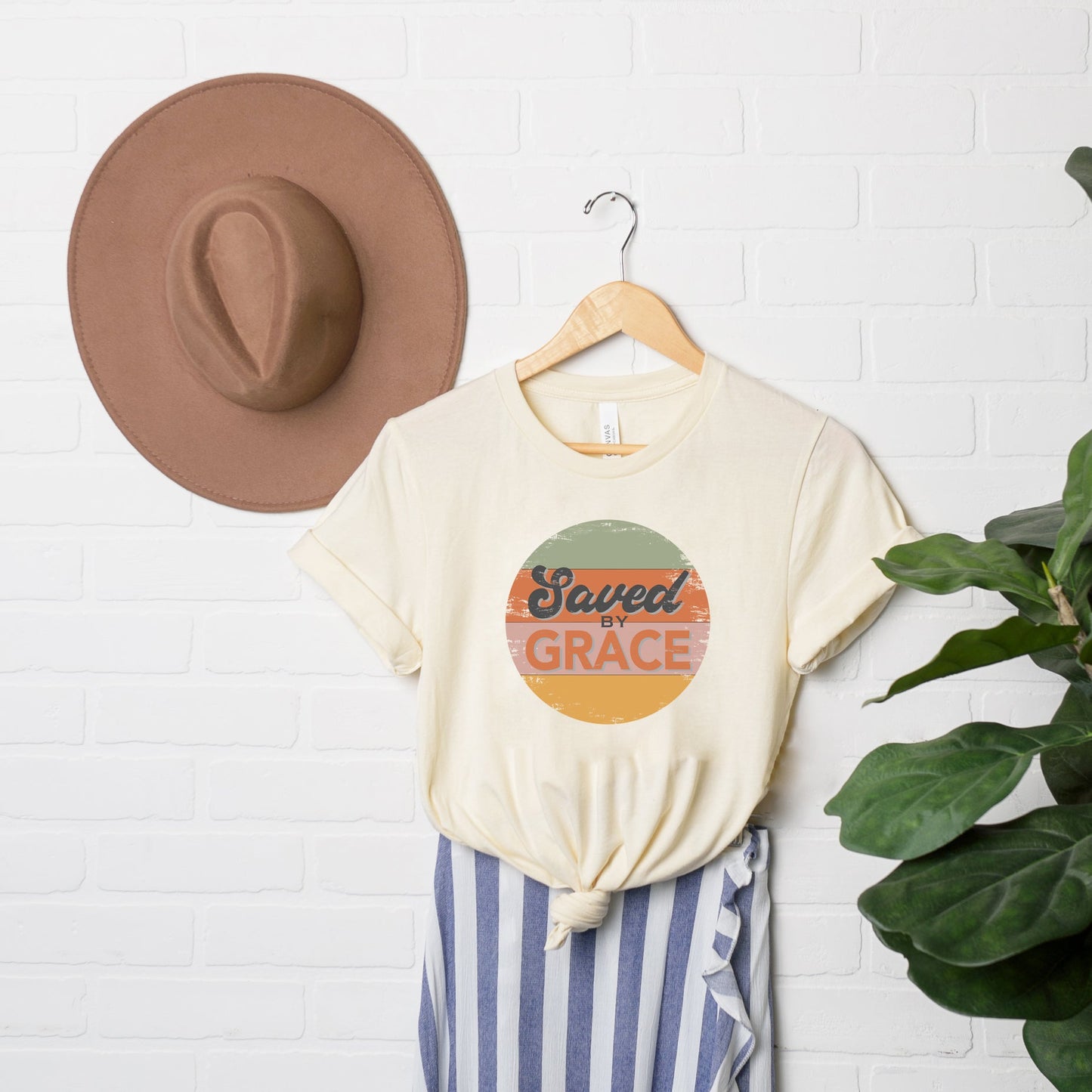 Retro Saved By Grace | Short Sleeve Crew Neck