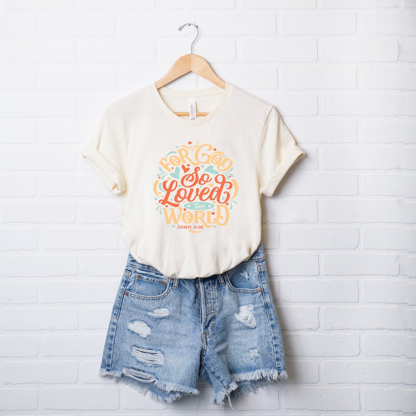For God So Loved The World Colorful | Short Sleeve Crew Neck