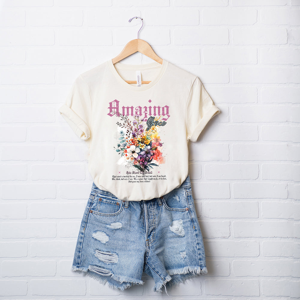 Amazing Grace Floral Bouquet | Short Sleeve Crew Neck