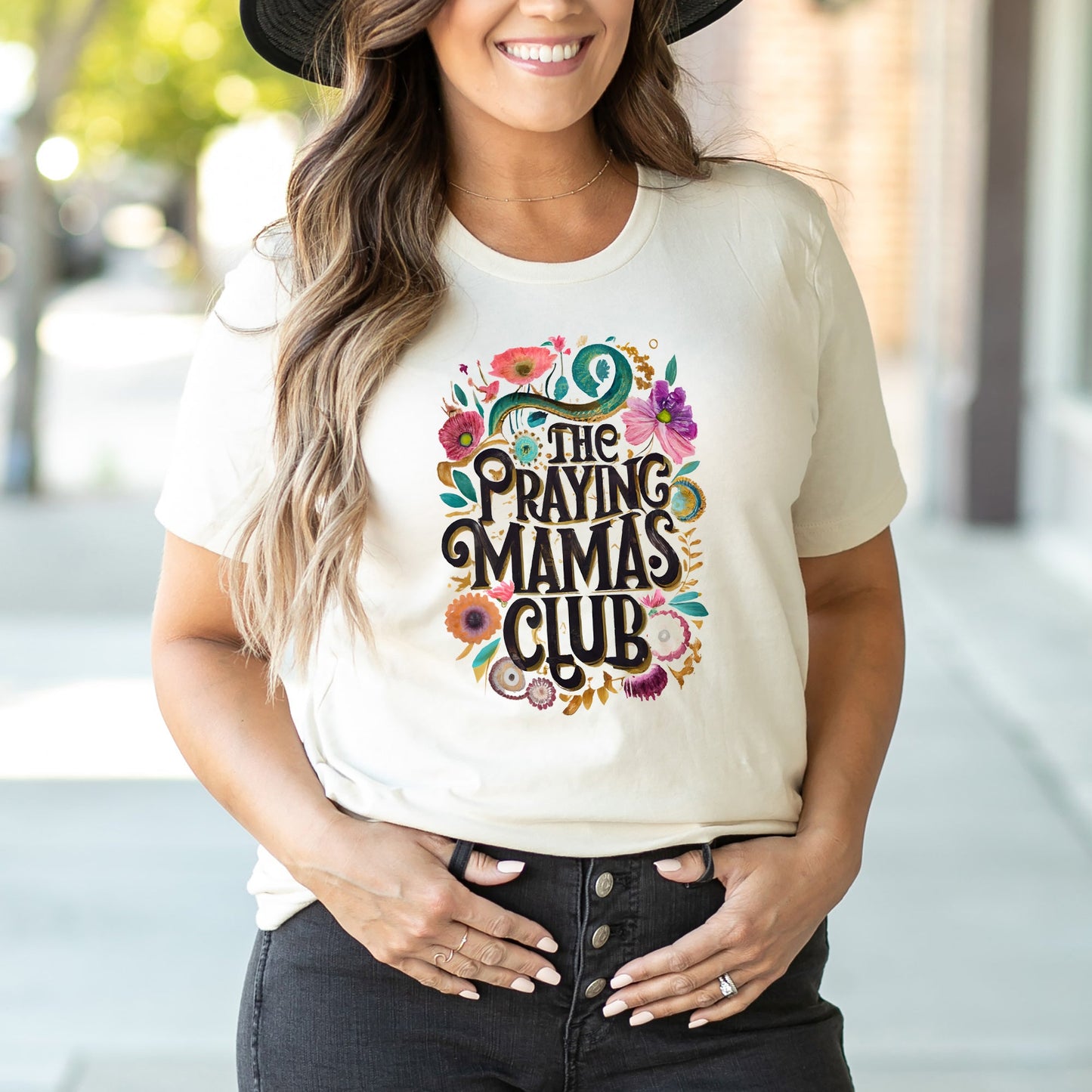 Praying Mama Club Floral | Short Sleeve Crew Neck