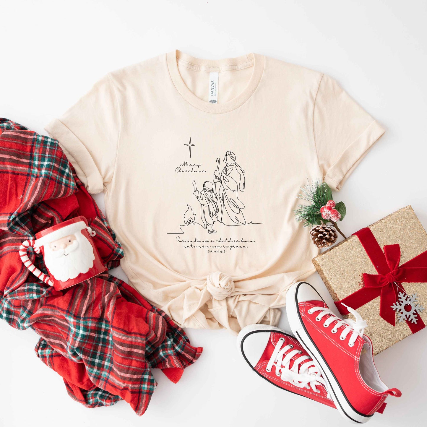 For Unto Us A Child Is Born Star | Short Sleeve Crew Neck
