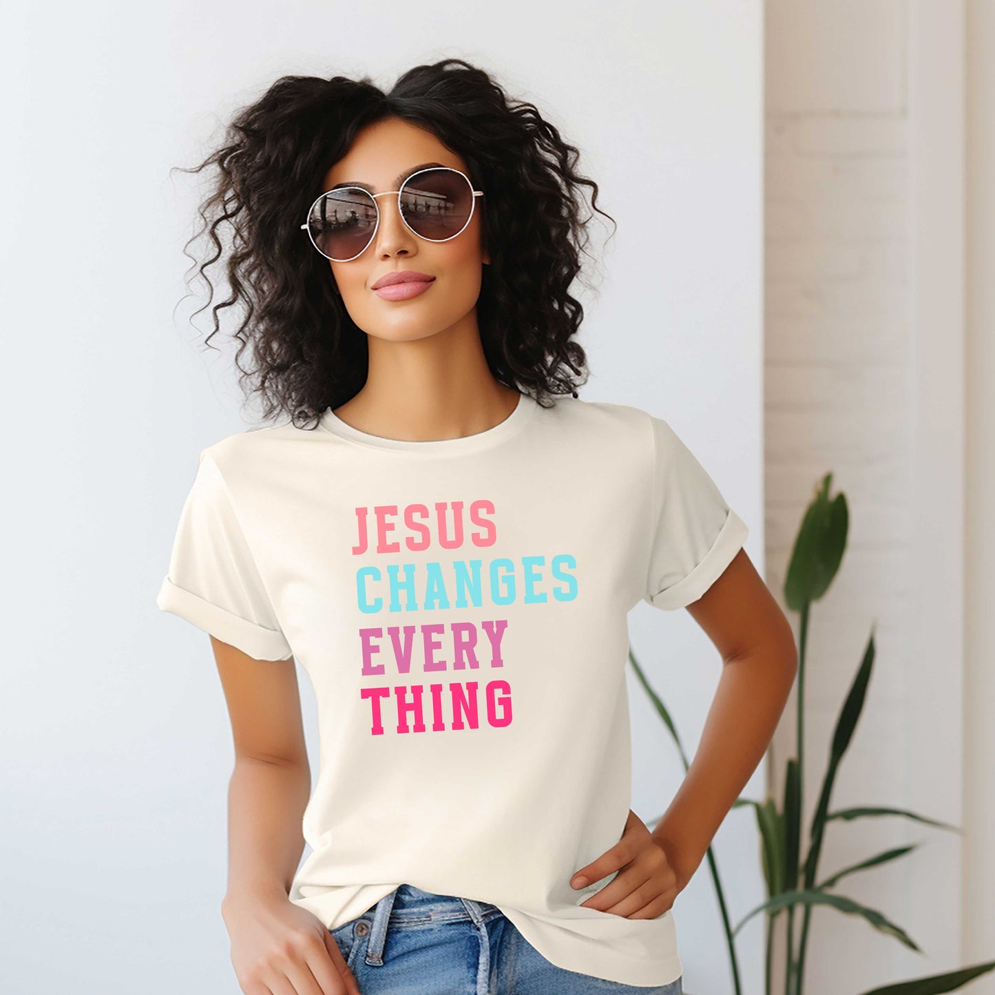 Jesus Changes Block Colorful | Short Sleeve Crew Neck