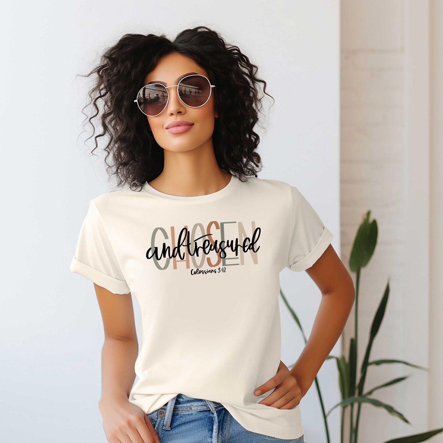Boho Chosen And Treasured  | Short Sleeve Crew Neck