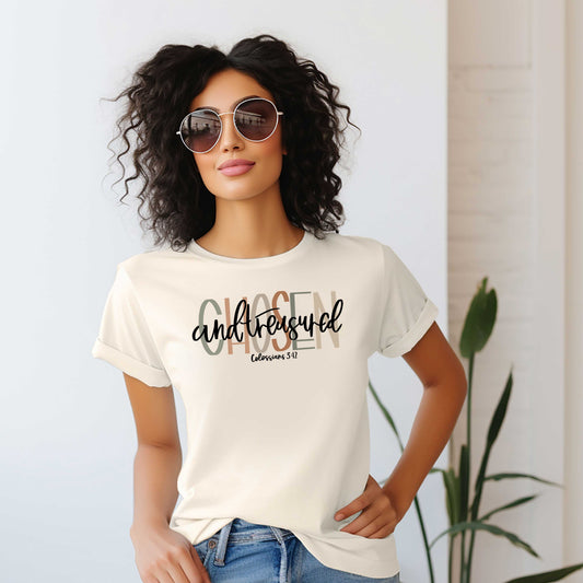 Boho Chosen And Treasured  | Short Sleeve Crew Neck