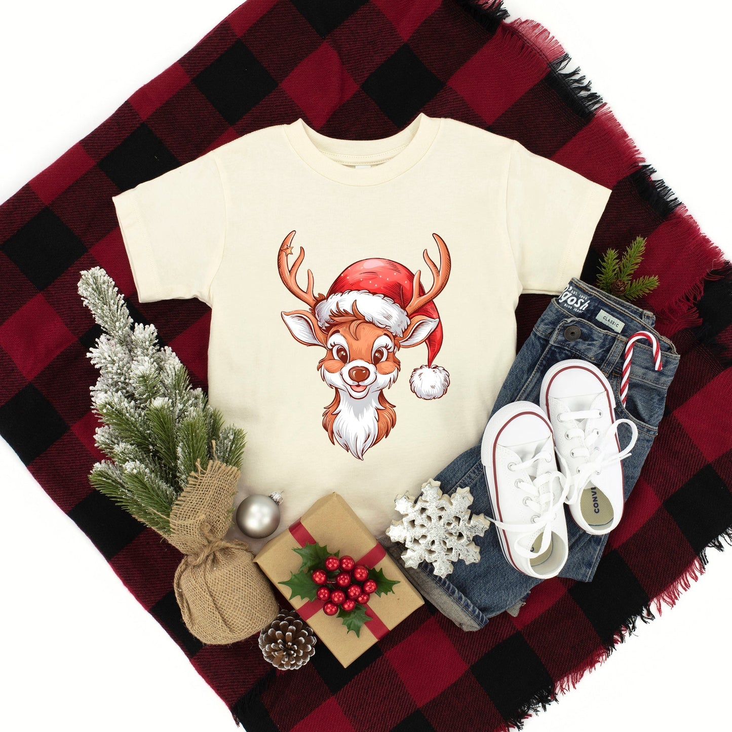 Cute Reindeer Head | Youth Graphic Short Sleeve Tee