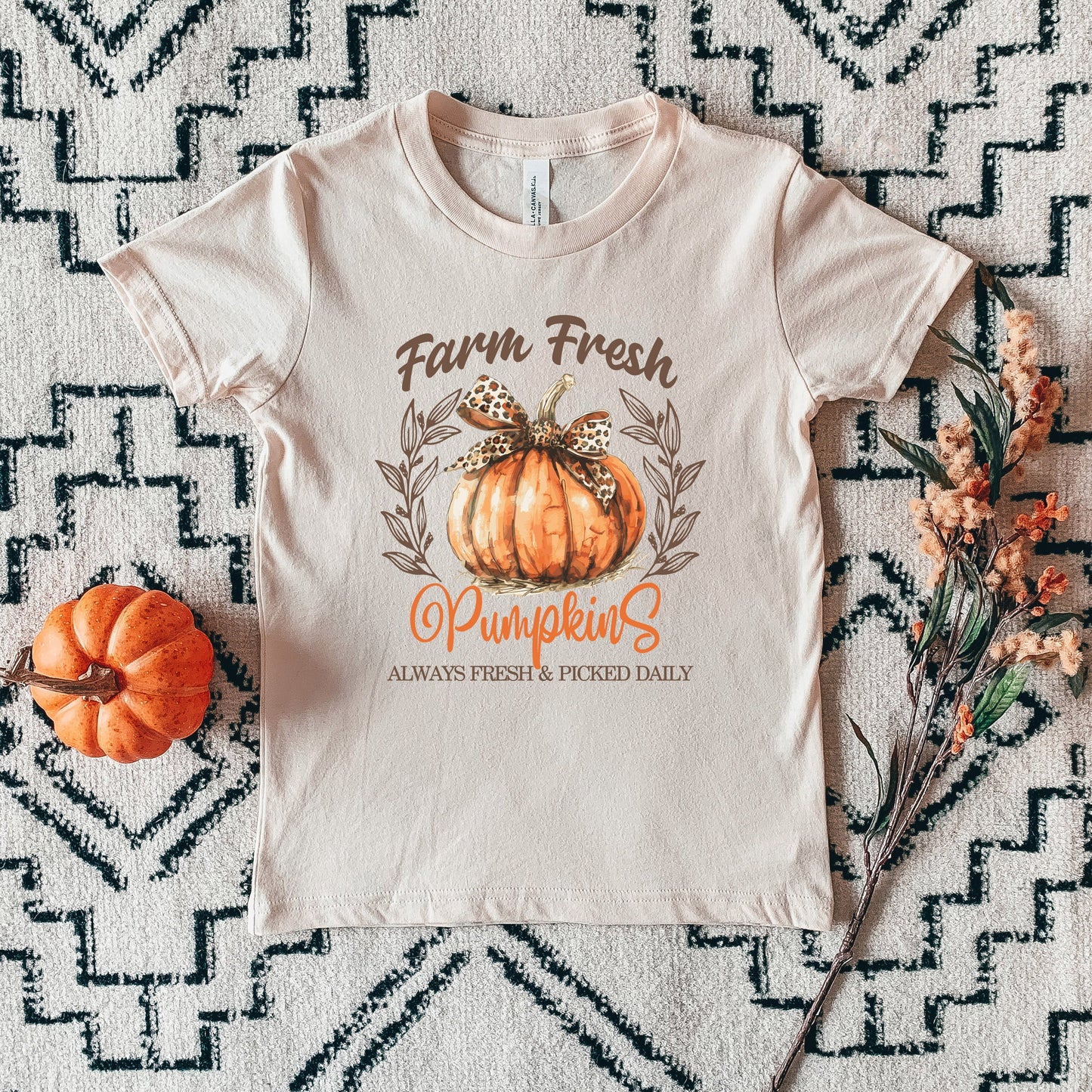 Coquette Farm Fresh Pumpkin | Toddler Graphic Short Sleeve Tee
