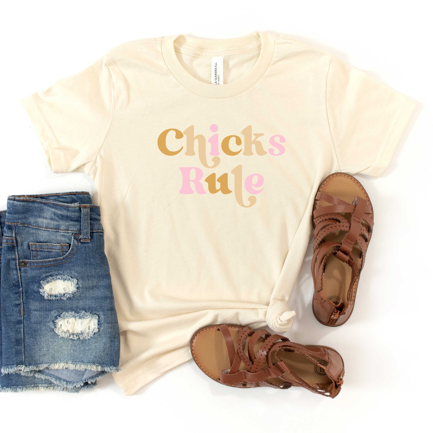 Chicks Rule Colorful | Youth Short Sleeve Crew Neck