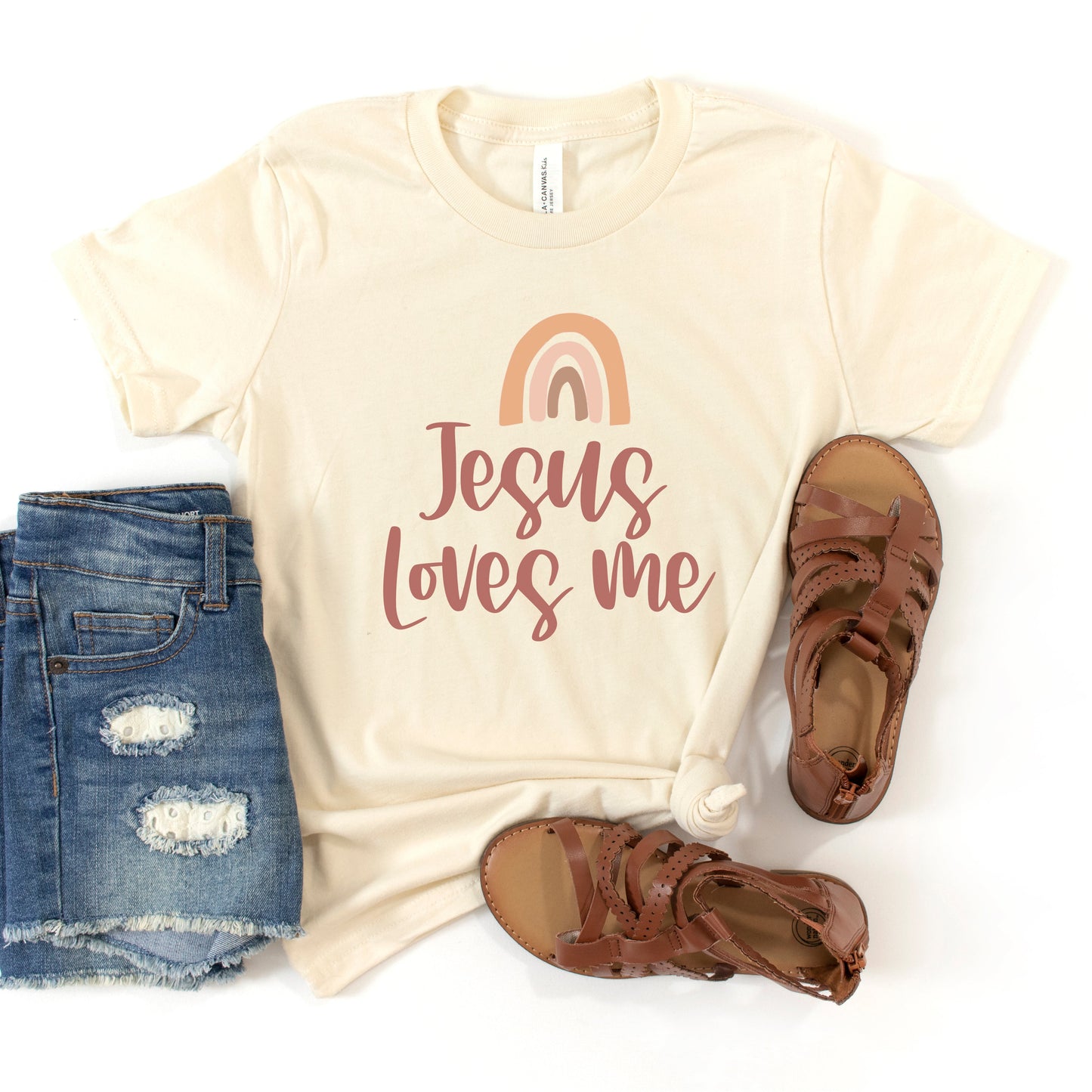 Jesus Loves Me Rainbow | Youth Short Sleeve Crew Neck