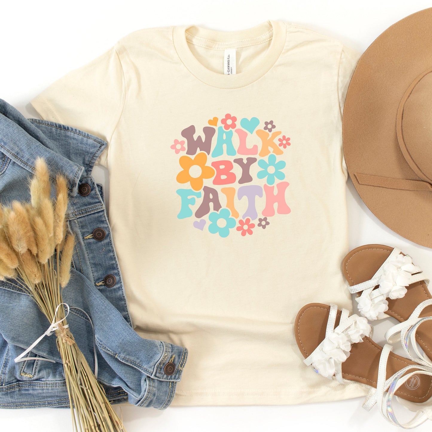 Walk By Faith Flowers | Youth Short Sleeve Crew Neck