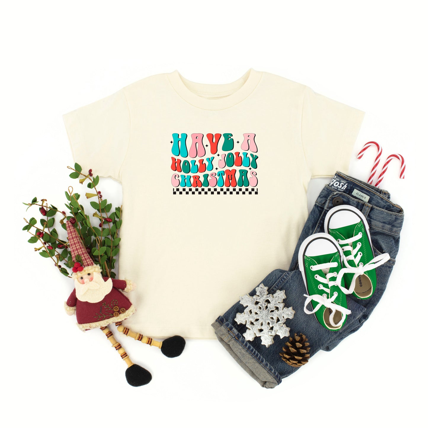 Retro Have A Holly Jolly Christmas | Toddler Short Sleeve Crew Neck