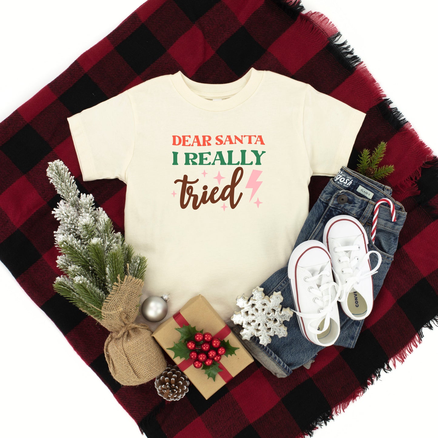 Dear Santa I Really Tried | Toddler Short Sleeve Crew Neck