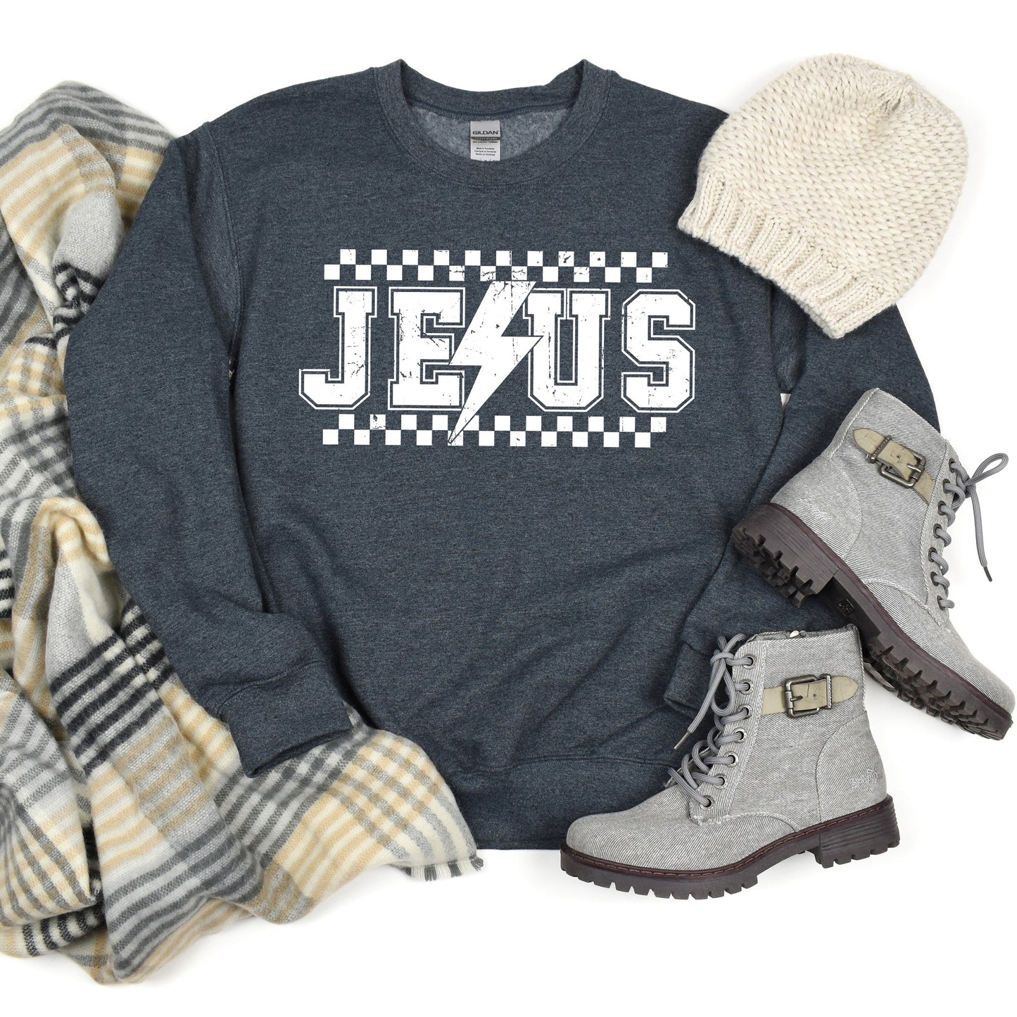 Jesus Checkered Bolt | Sweatshirt